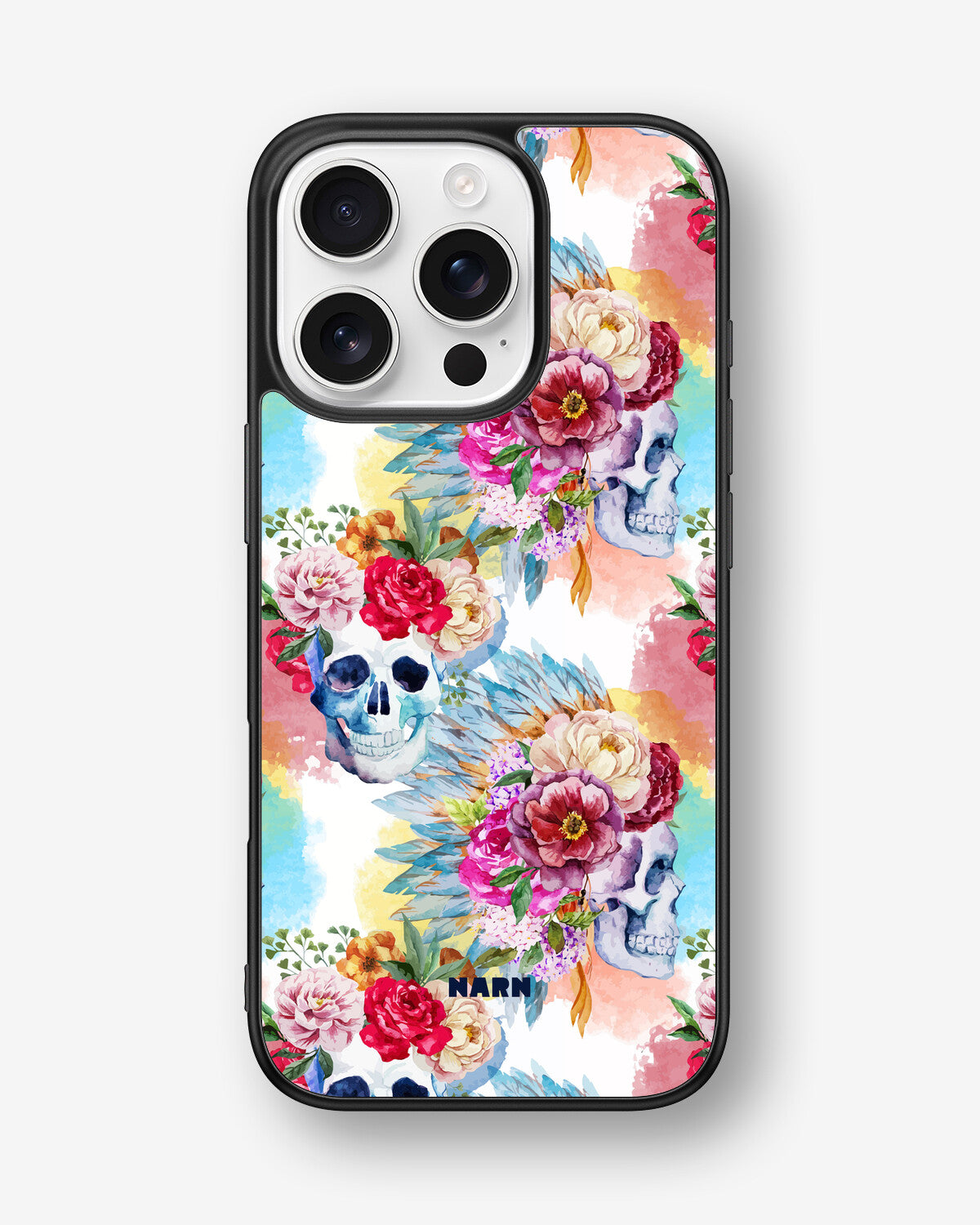 iPhone 16 Pro Hard Case – Flowered Skulls - View 1