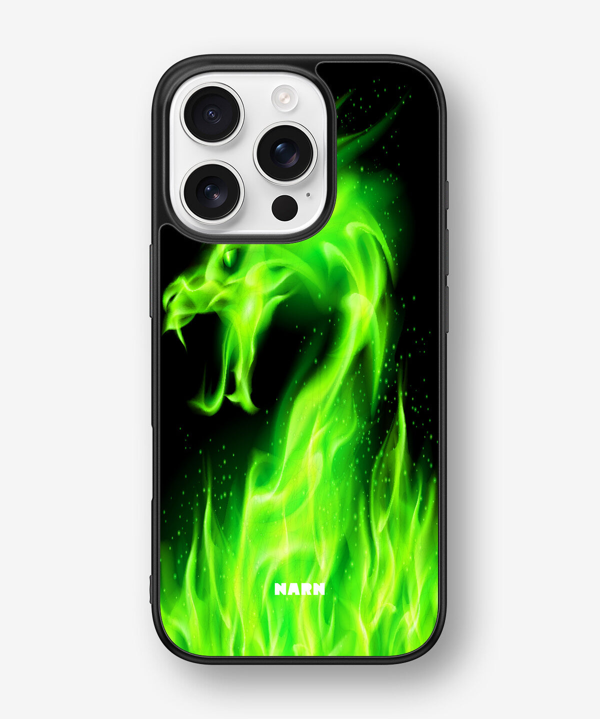 iPhone 16 Pro Hard Case – Green Flames Dragon - View 1