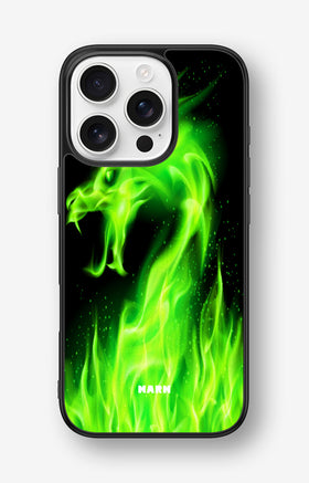 iPhone 16 Pro Hard Case – Green Flames Dragon - View 1