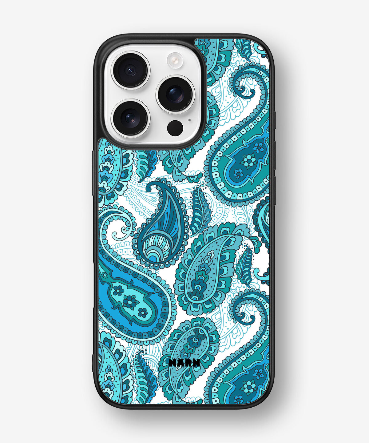 iPhone 16 Pro Hard Case – Turquoise Paisley - View 1