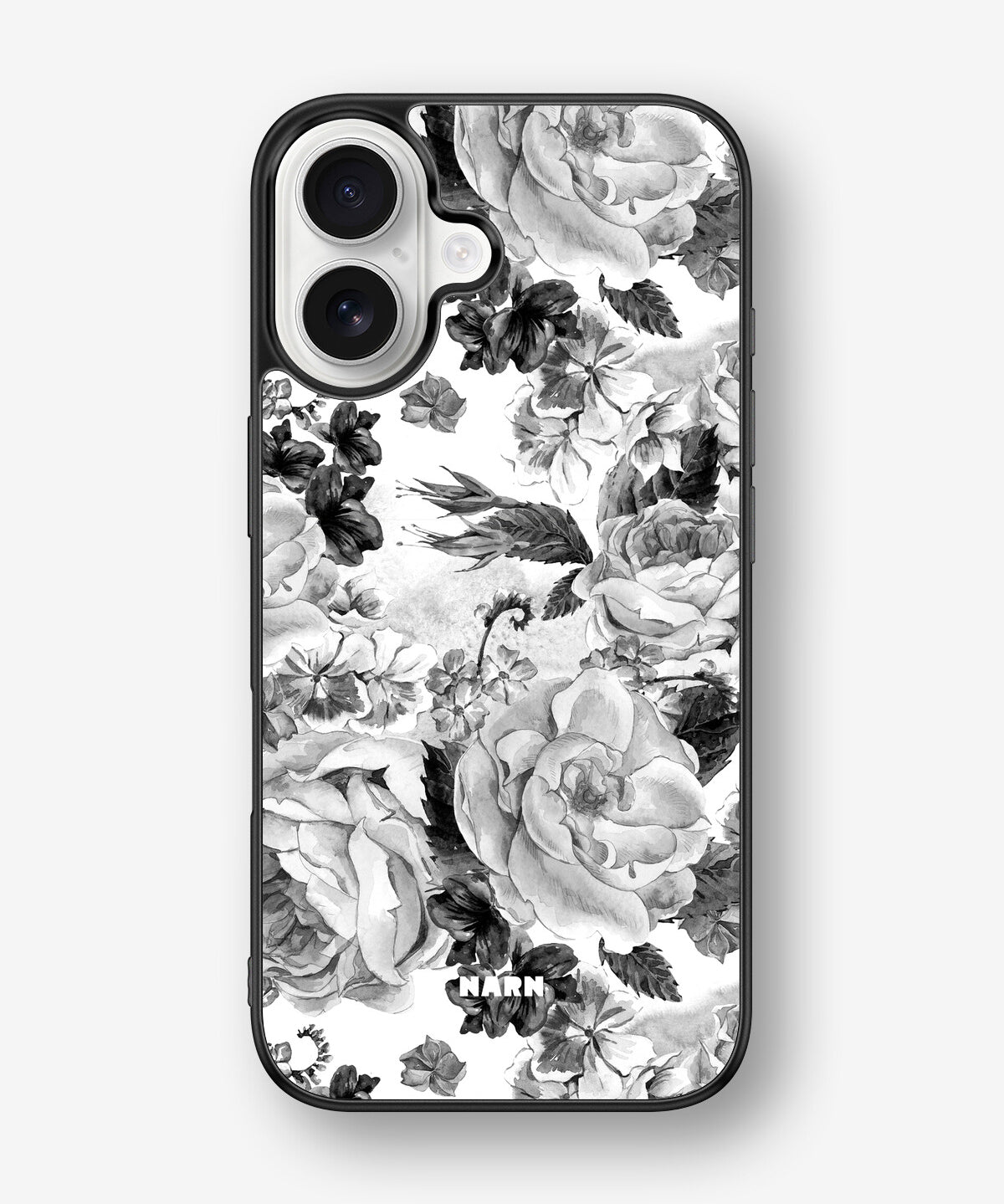 iPhone 16 Hard Case – Black & White Bloom - View 1