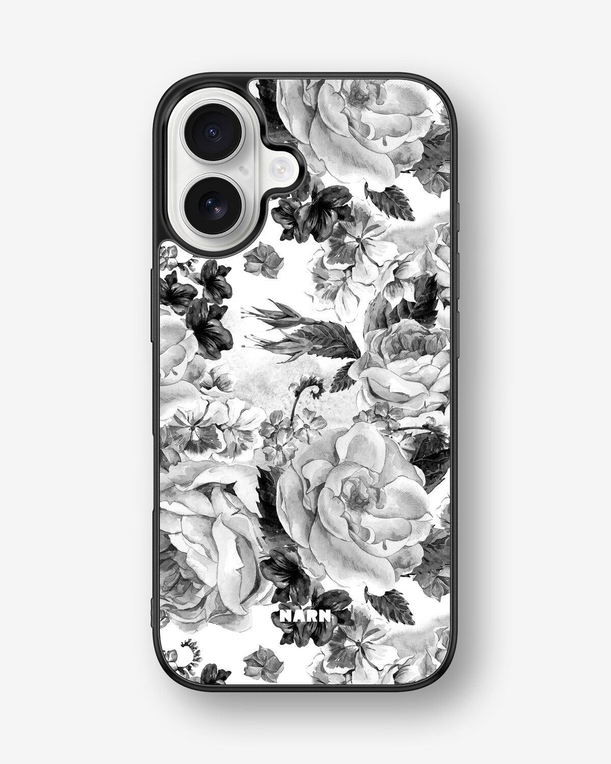 iPhone 16 Hard Case – Black & White Bloom - View 1