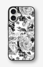 iPhone 16 Hard Case – Black & White Bloom - View 1