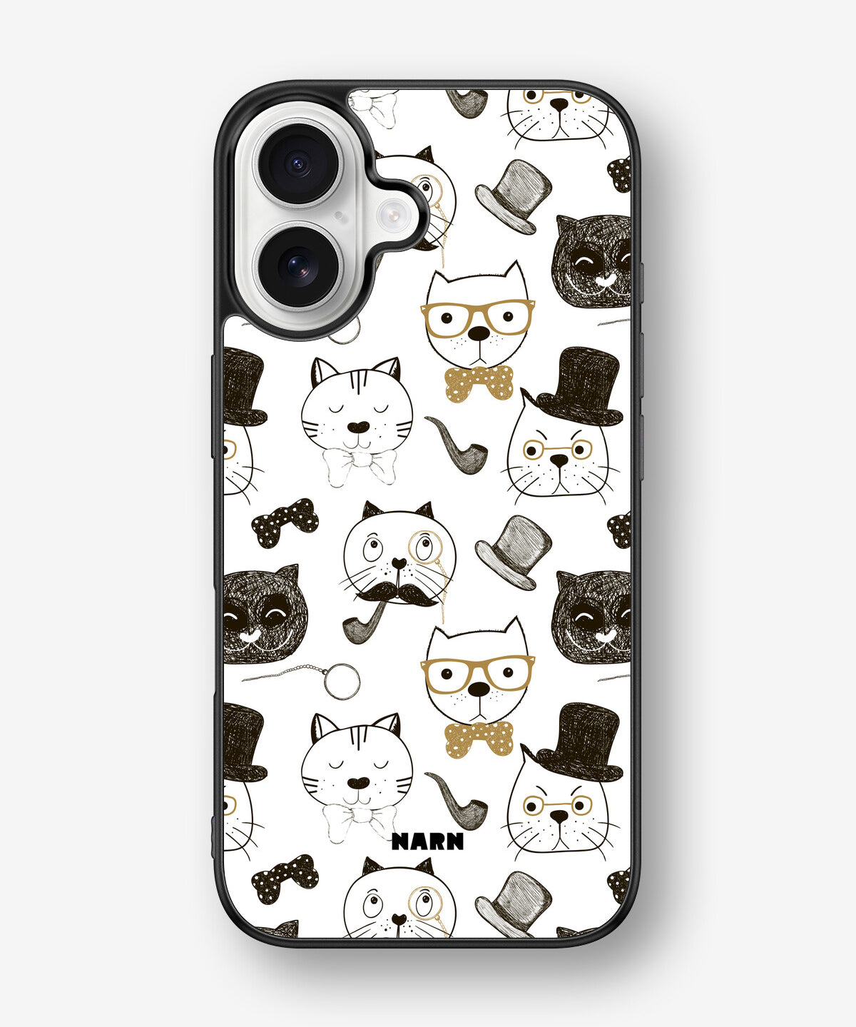 iPhone 16 Hard Case – Cartoon Cats - View 1