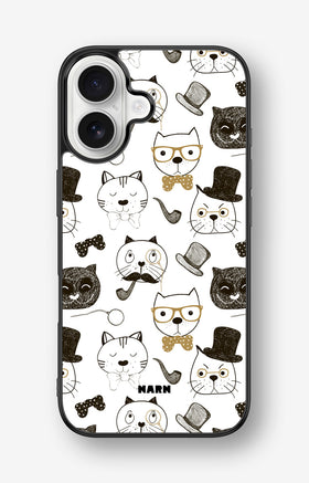 iPhone 16 Hard Case – Cartoon Cats - View 1