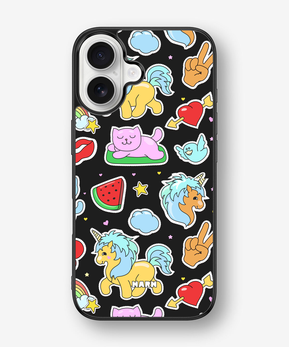 iPhone 16 Hard Case – Cute Stickers - View 1
