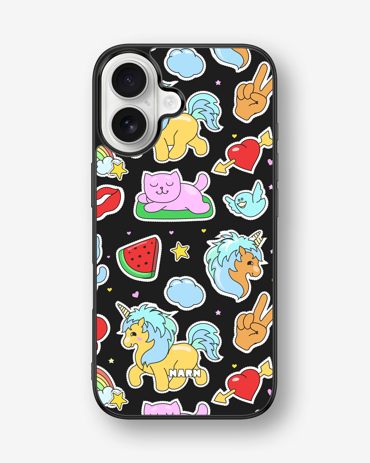 iPhone 16 Hard Case – Cute Stickers - View 1