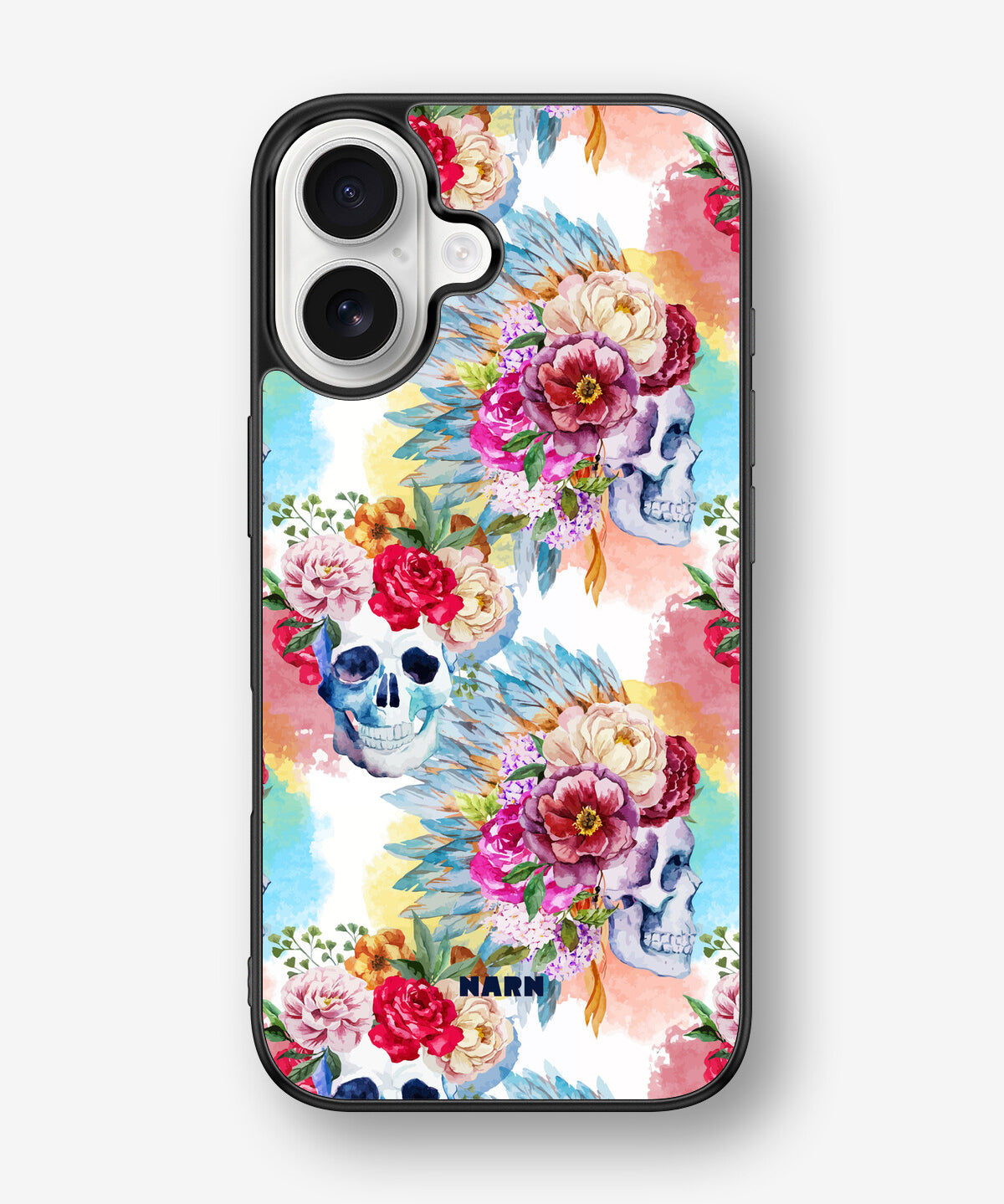 iPhone 16 Hard Case – Flowered Skulls - View 1