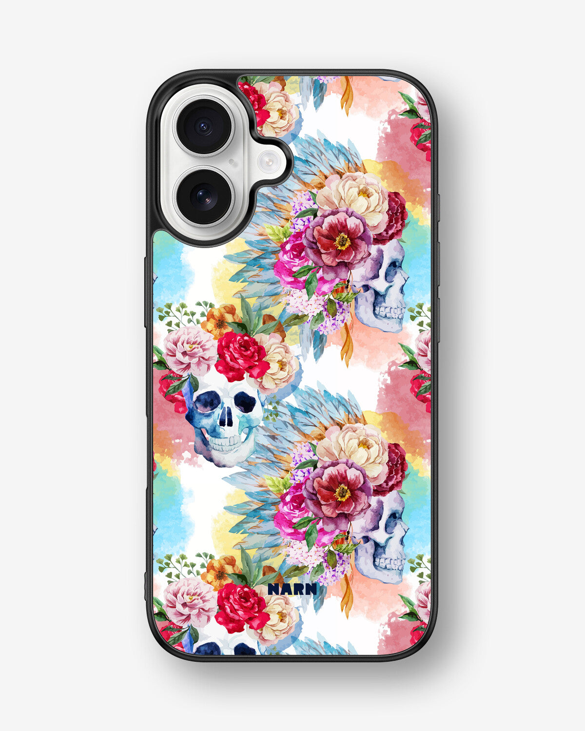 iPhone 16 Hard Case – Flowered Skulls - View 1