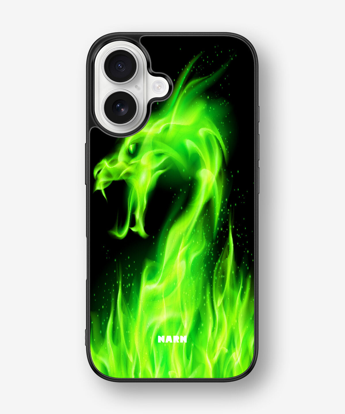iPhone 16 Hard Case – Green Flames Dragon - View 1