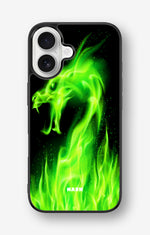 iPhone 16 Hard Case – Green Flames Dragon - View 1