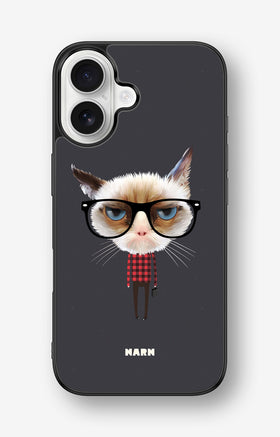 iPhone 16 Hard Case – Hipster Cat - View 1