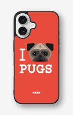 iPhone 16 Hard Case – I Love Pugs - View 1