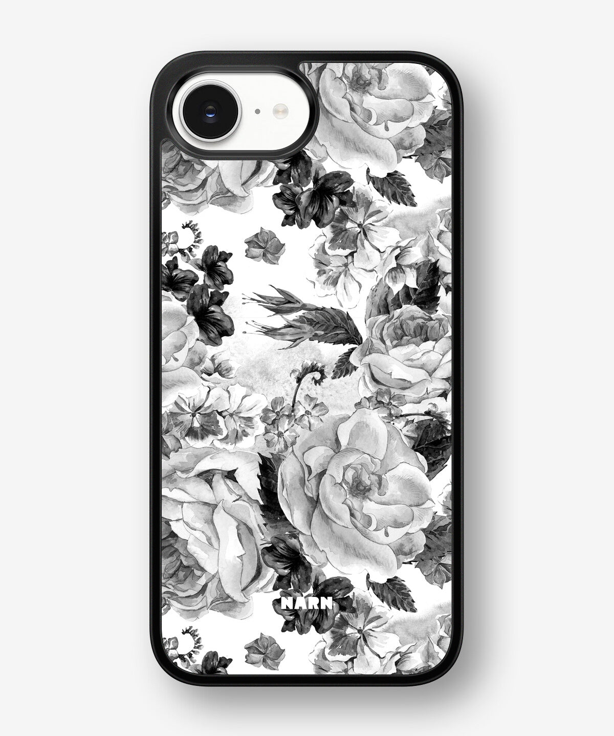 iPhone 16e Hard Case – Black & White Bloom - View 1