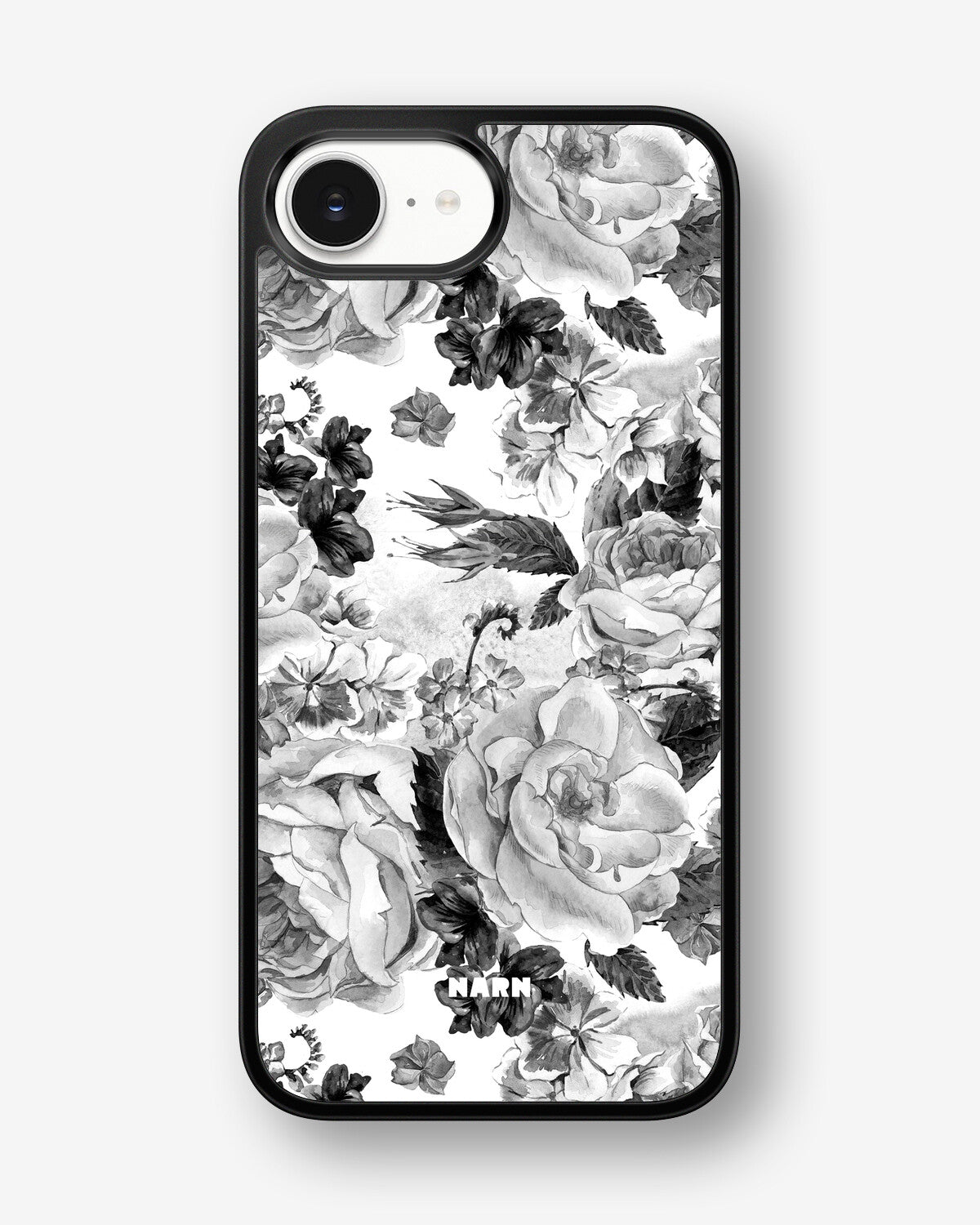 iPhone 16e Hard Case – Black & White Bloom - View 1