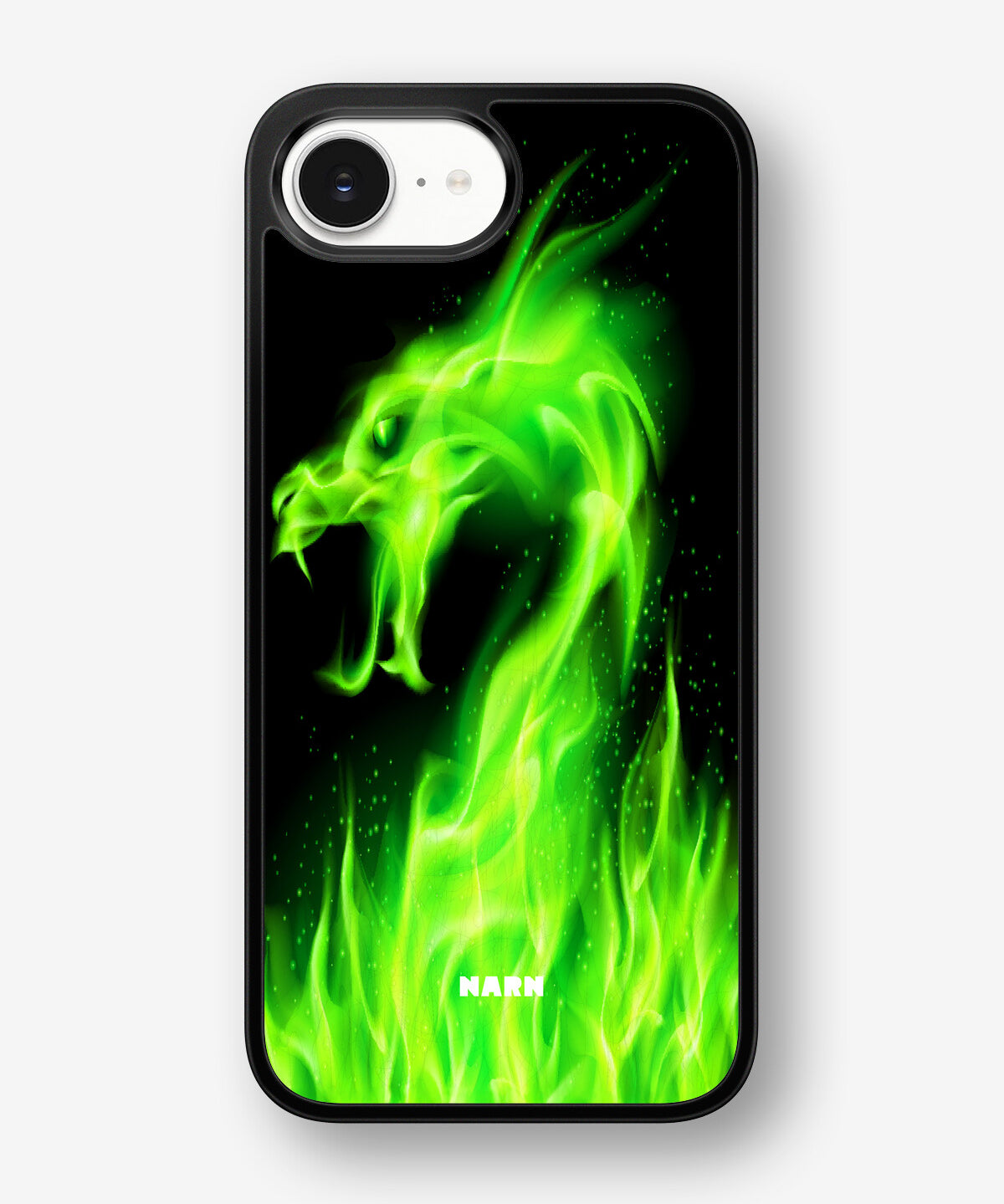 iPhone 16e Hard Case – Green Flames Dragon - View 1