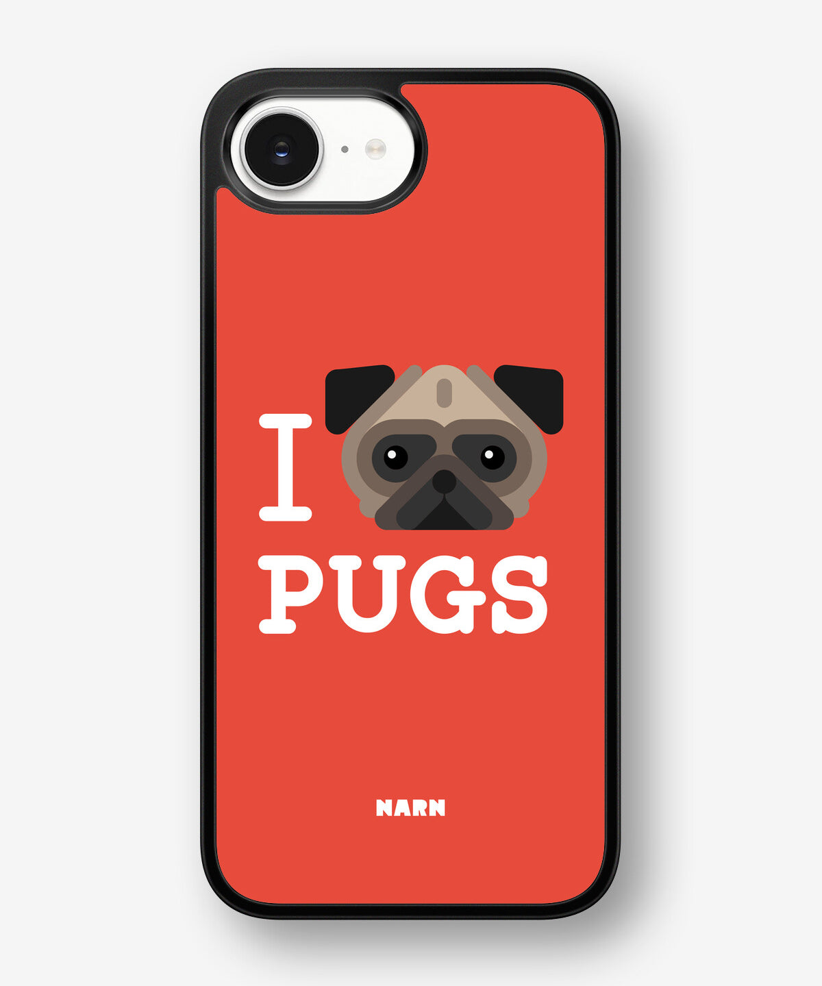 iPhone 16e Hard Case – I Love Pugs - View 1