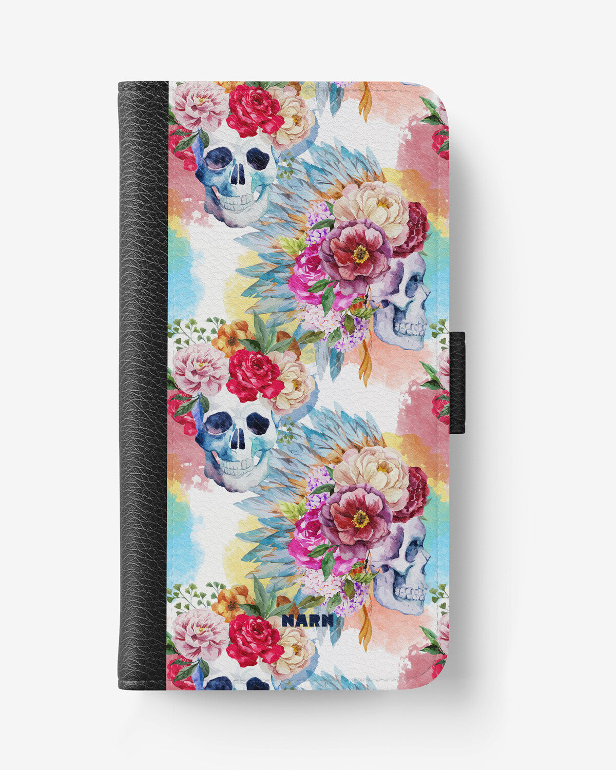 iPhone 17e Wallet Case - Flowered Skulls - View 1