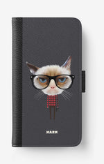 iPhone 17e Wallet Case - Hipster Cat - View 1