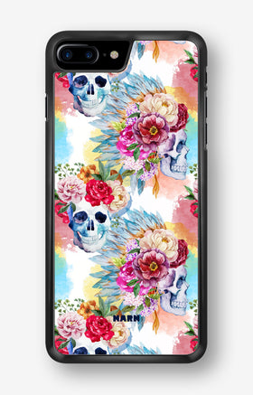 iPhone 7 Plus / 8 Plus Hard Case – Flowered Skulls - View 1
