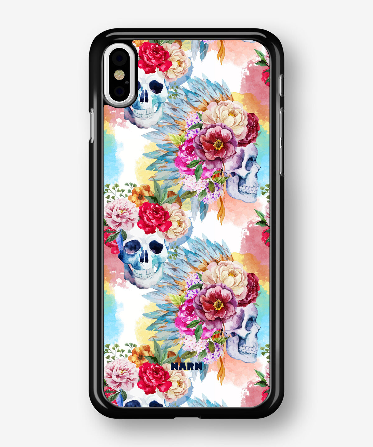 iPhone Xs Max Hard Case – Flowered Skulls - View 1