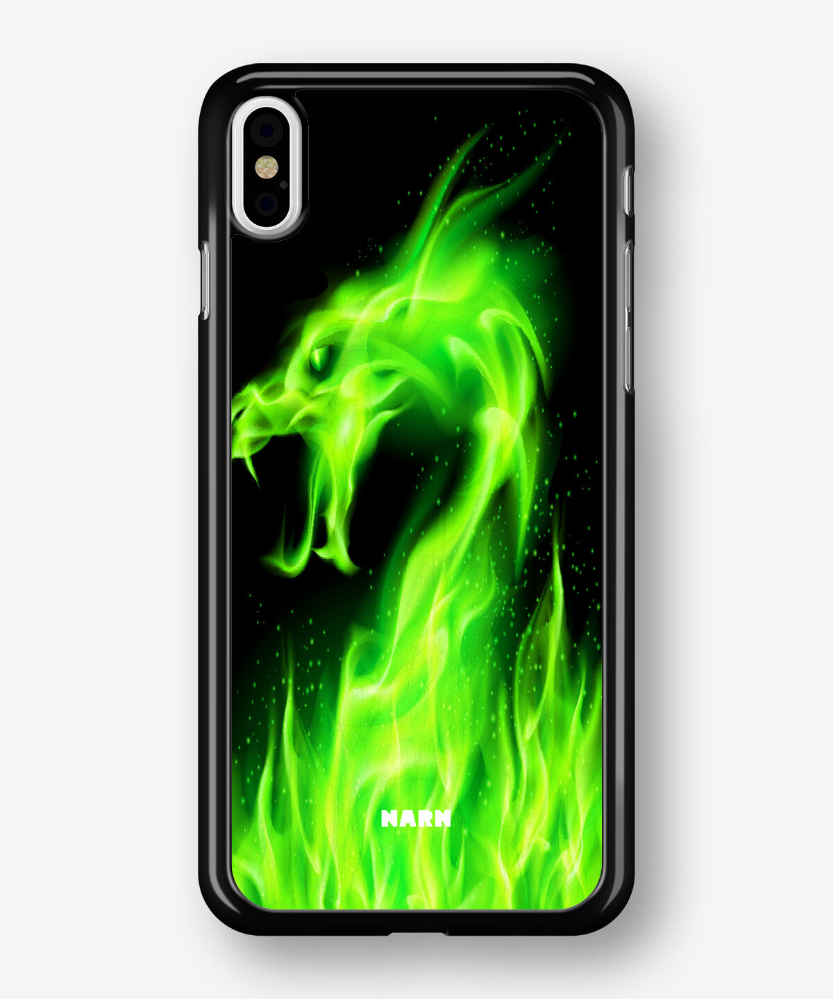 iPhone Xs Max Hard Case – Green Flames Dragon - View 1