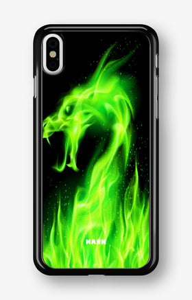 iPhone Xs Max Hard Case – Green Flames Dragon - View 1