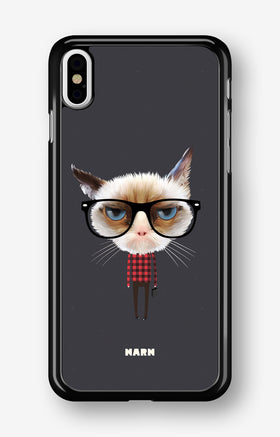 iPhone Xs Max Hard Case – Hipster Cat - View 1
