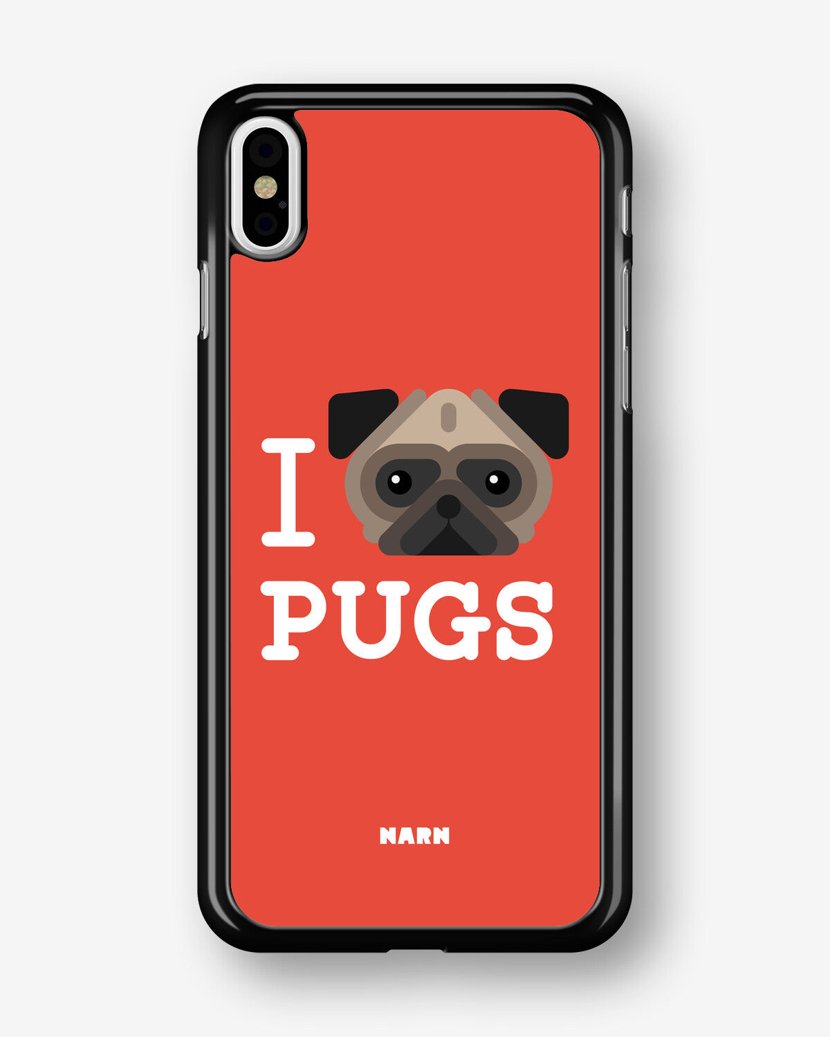 iPhone Xs Max Hard Case – I Love Pugs - View 1