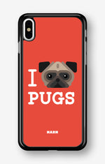 iPhone Xs Max Hard Case – I Love Pugs - View 1