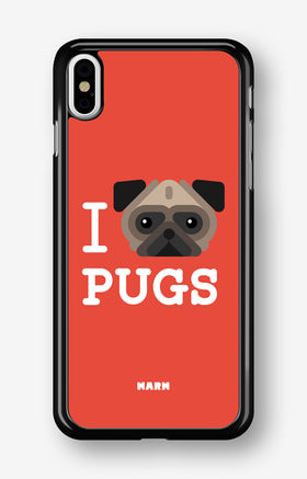 iPhone Xs Max Hard Case – I Love Pugs - View 1