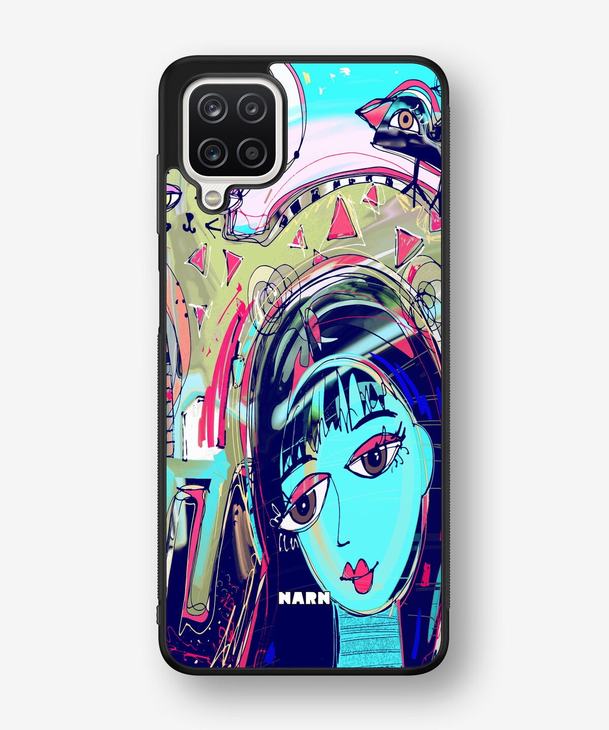 Samsung Galaxy A12 Hard Case – Abstract Cat - View 1
