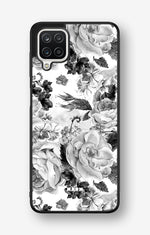 Samsung Galaxy A12 Hard Case – Black & White Bloom - View 1