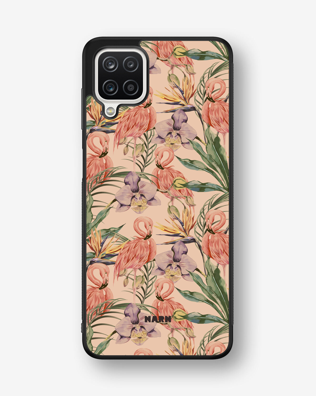 Samsung Galaxy A12 Hard Case – Flamingos & Flowers - View 1