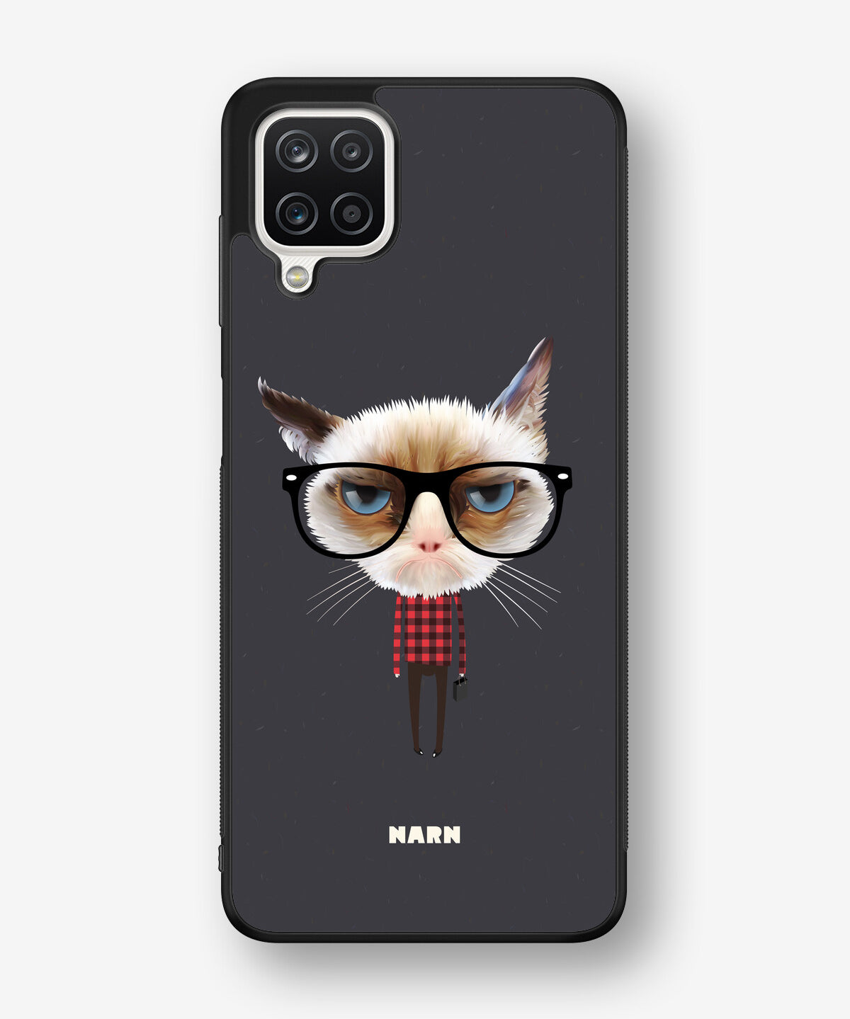 Samsung Galaxy A12 Hard Case – Hipster Cat - View 1