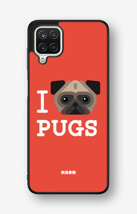 Samsung Galaxy A12 Hard Case – I Love Pugs - View 1