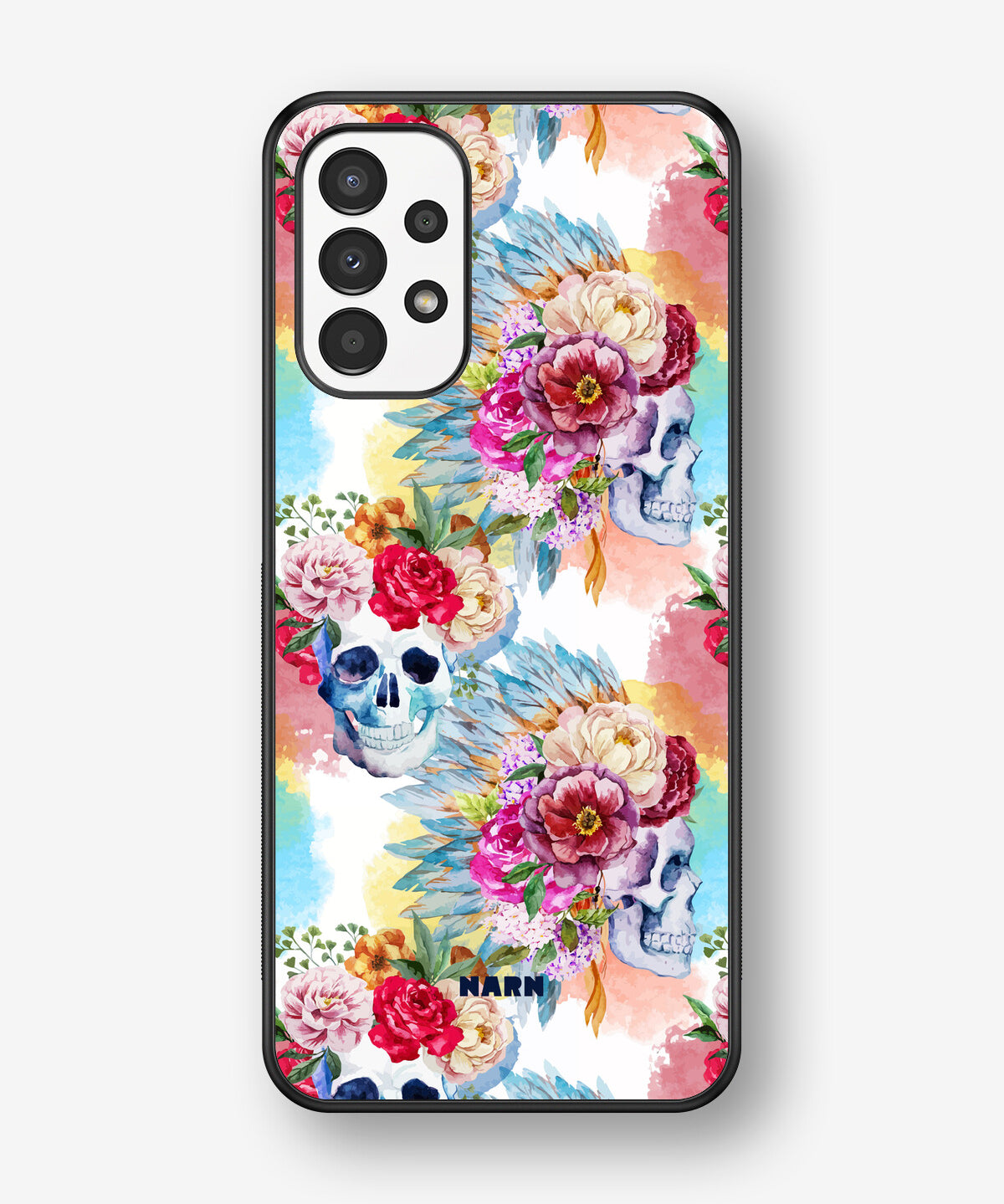 Samsung Galaxy A13 Hard Case – Flowered Skulls - View 1