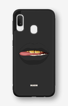 Samsung Galaxy A20e Hard Case – Golden Lips - View 1