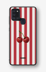 Samsung Galaxy A21s Hard Case – Cherry Stripes - View 1
