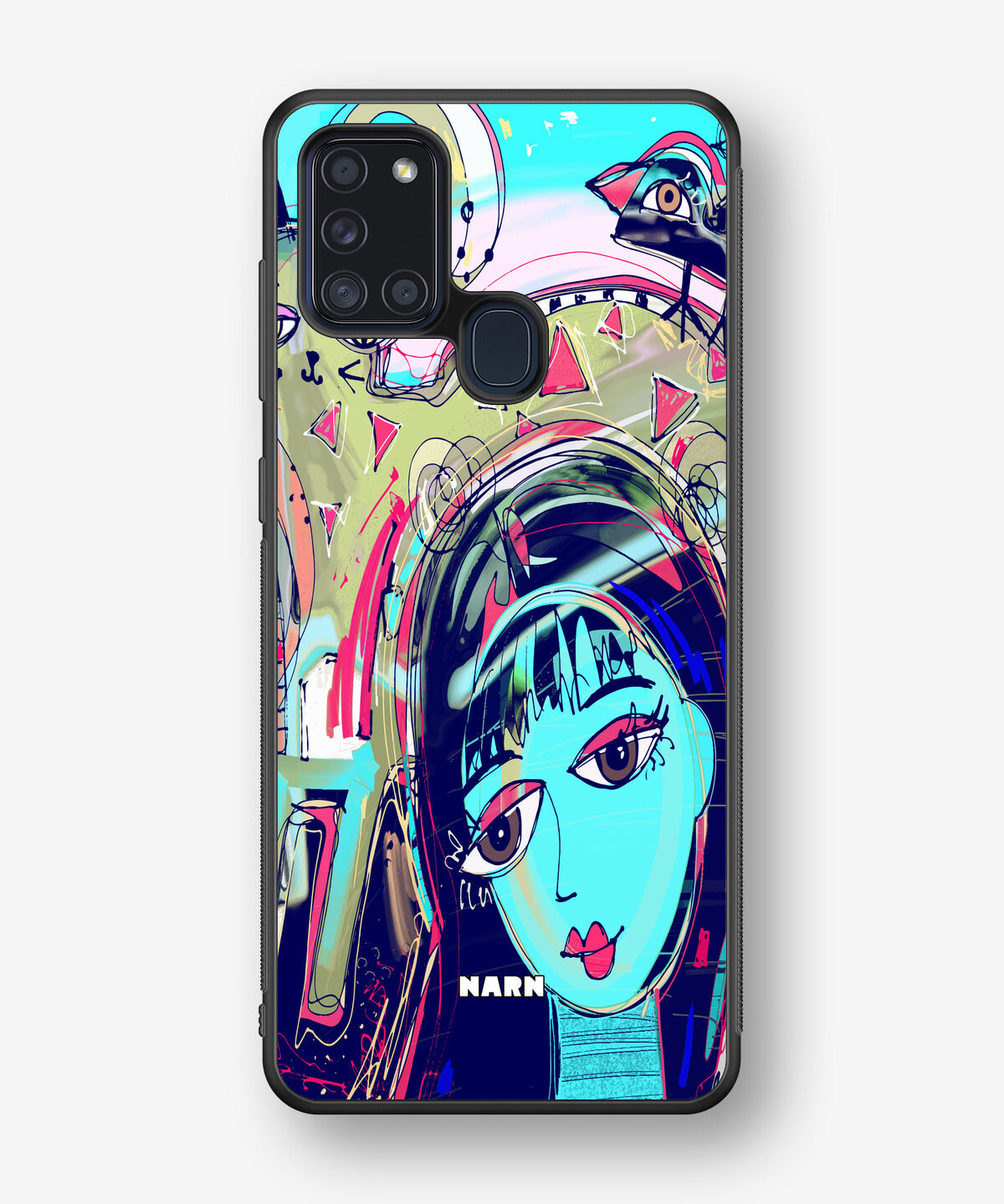 Samsung Galaxy A21s Hard Case – Abstract Cat - View 1
