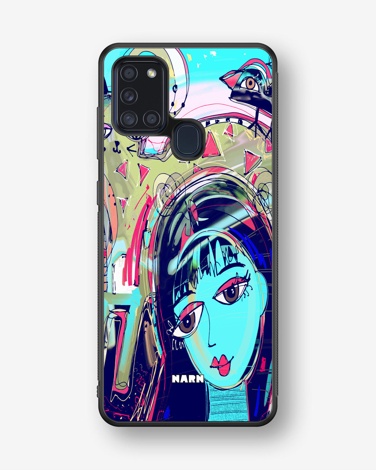 Samsung Galaxy A21s Hard Case – Abstract Cat - View 1