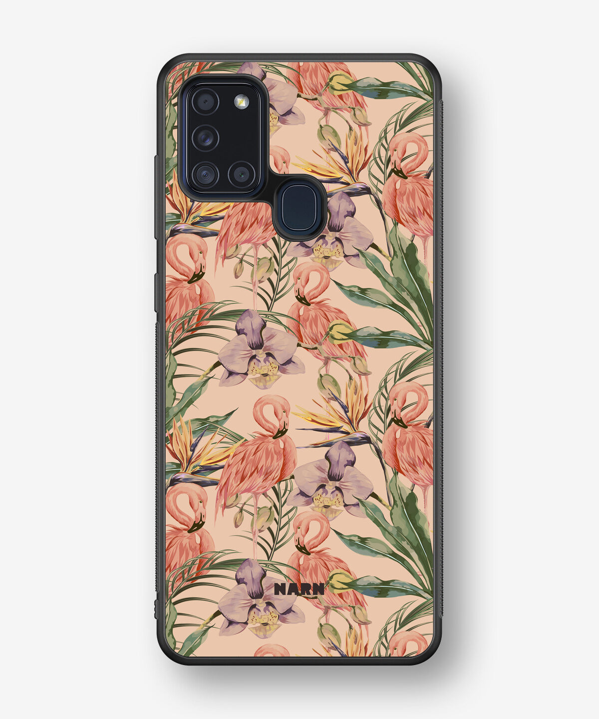 Samsung Galaxy A21s Hard Case – Flamingos & Flowers - View 1