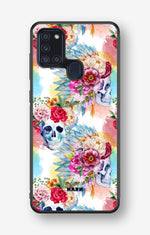 Samsung Galaxy A21s Hard Case – Flowered Skulls - View 1
