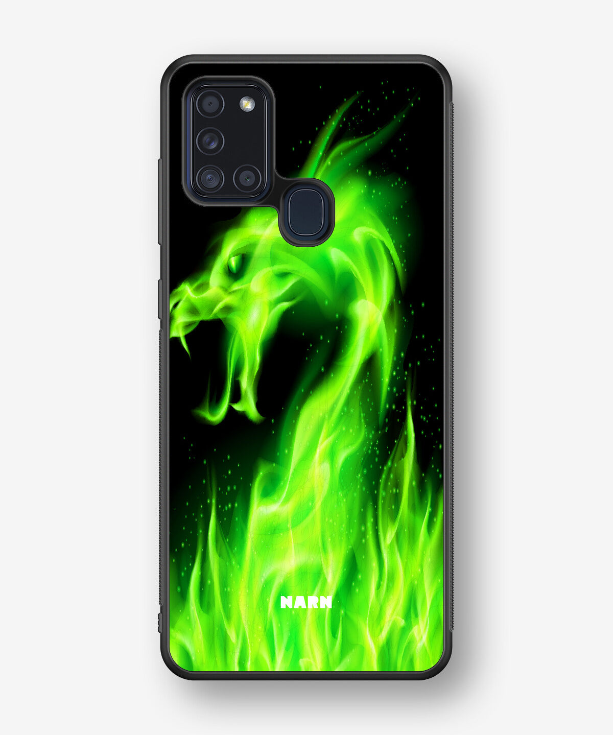 Samsung Galaxy A21s Hard Case – Green Flames Dragon - View 1