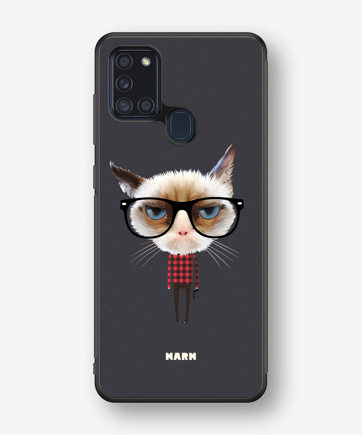 Samsung Galaxy A21s Hard Case – Hipster Cat - View 1