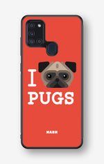 Samsung Galaxy A21s Hard Case – I Love Pugs - View 1
