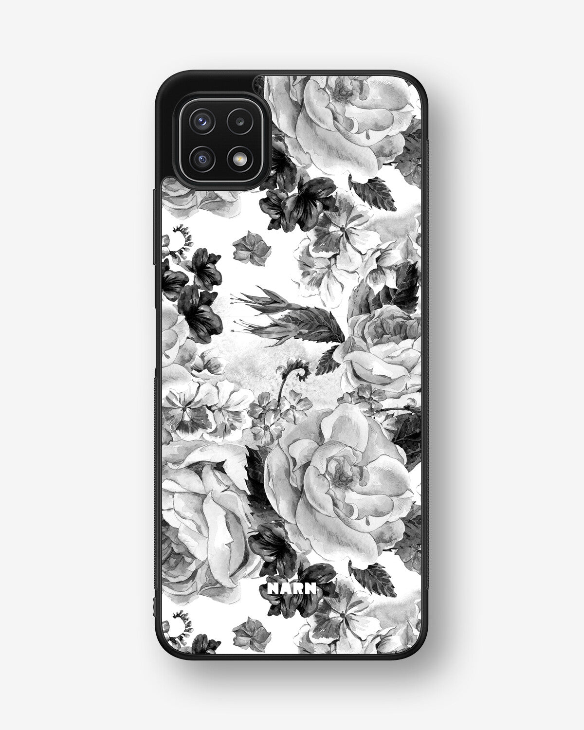 Samsung Galaxy A22 5G Hard Case – Black & White Bloom - View 1