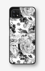 Samsung Galaxy A22 5G Hard Case – Black & White Bloom - View 1