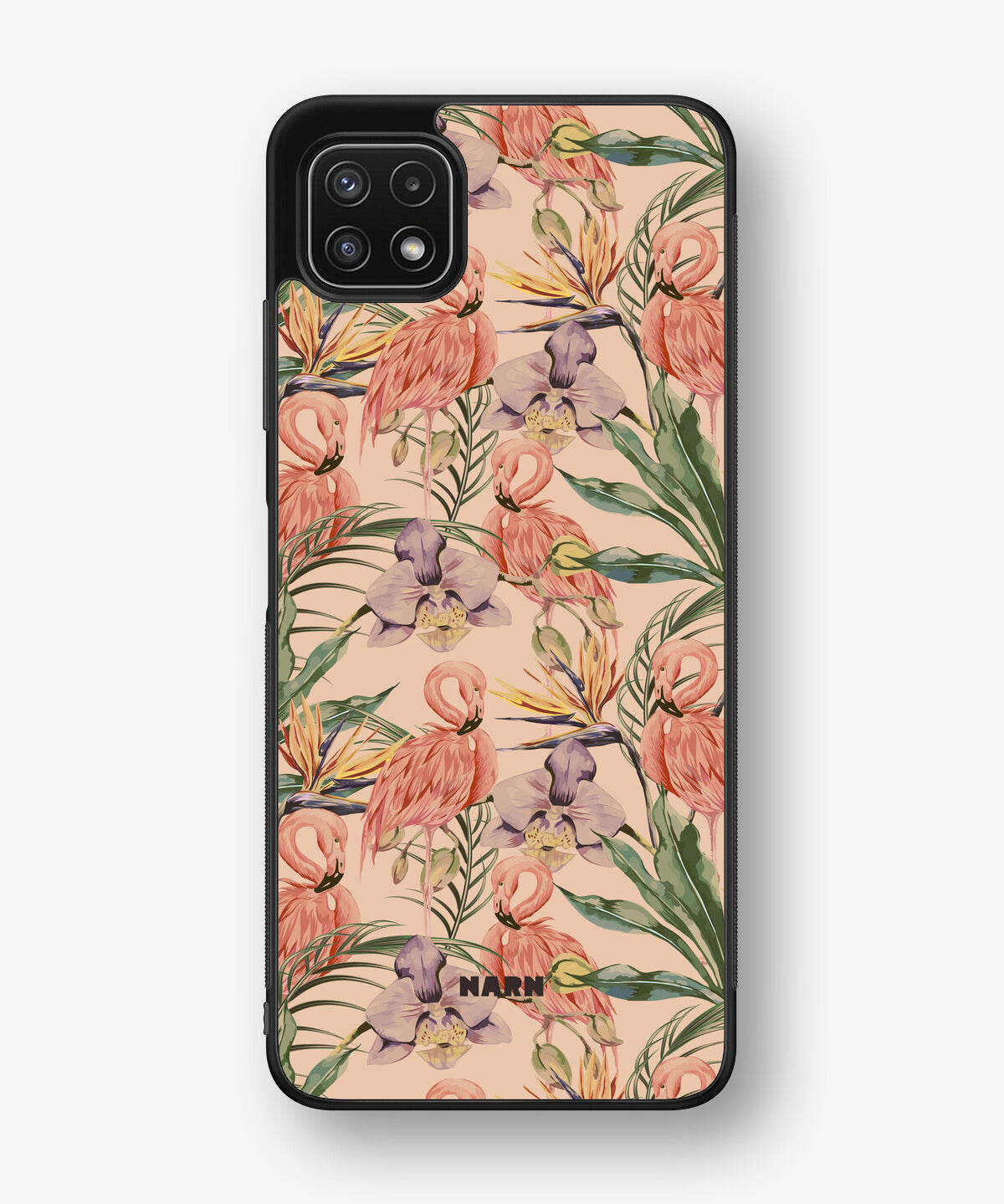 Samsung Galaxy A22 5G Hard Case – Flamingos & Flowers - View 1