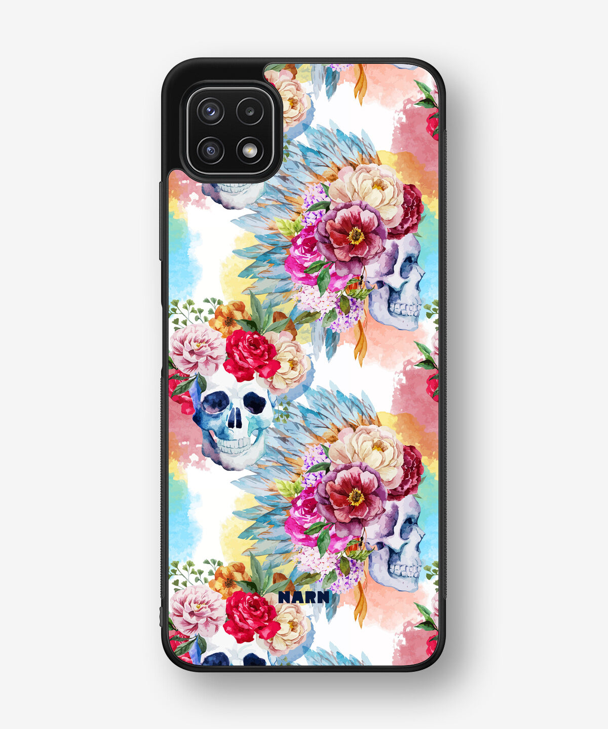 Samsung Galaxy A22 5G Hard Case – Flowered Skulls - View 1